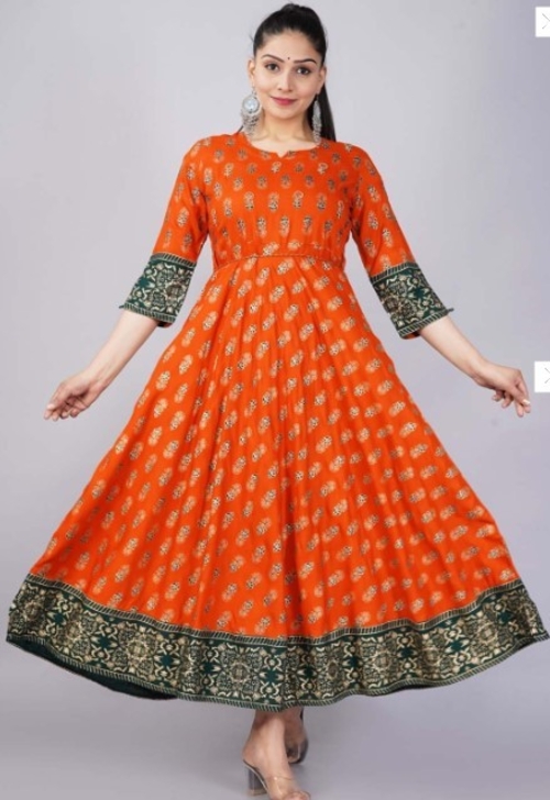 Women Ethnic Motifs Printed Notch Neck Anarkali Kurta (SIZE-XL)