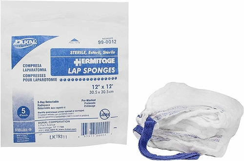 Dukal Case of 200 Surgical Laparotomy Sponges 12" x 12". Sterile X-Ray