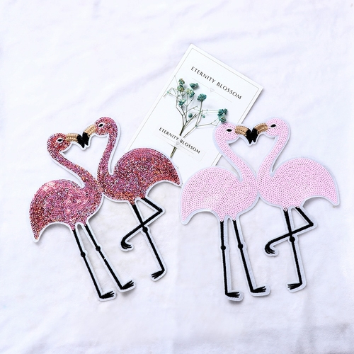 1pc Flamingo Sequin Patch Applique Embroidery  For