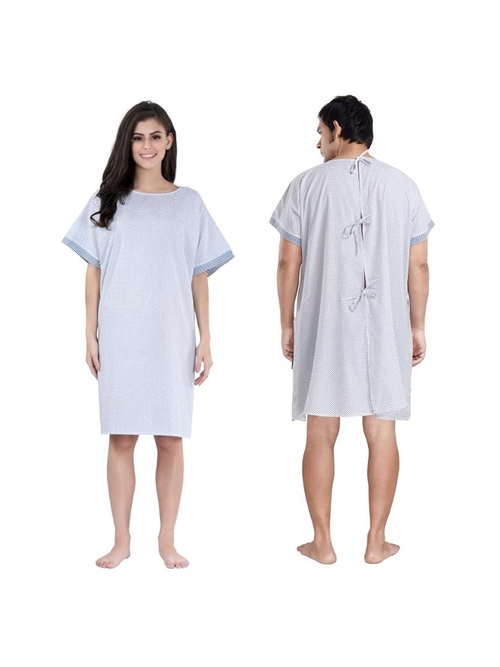 Patient Pure Cotton Unisex Gown  (Size-XL) (Color-BLUE)
