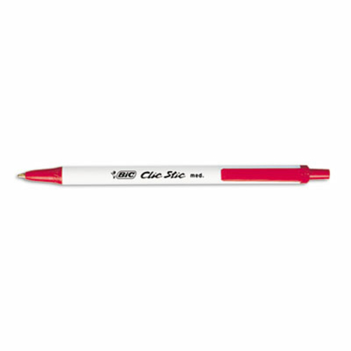 Bic CSM11 RED Clic Stic Ballpoint Retractable Pen- Red Ink- Medium- Do