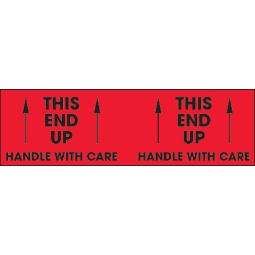 Tape Logic DL1195 3 x 10 in. - This End Up - Handle with Care Fluoresc