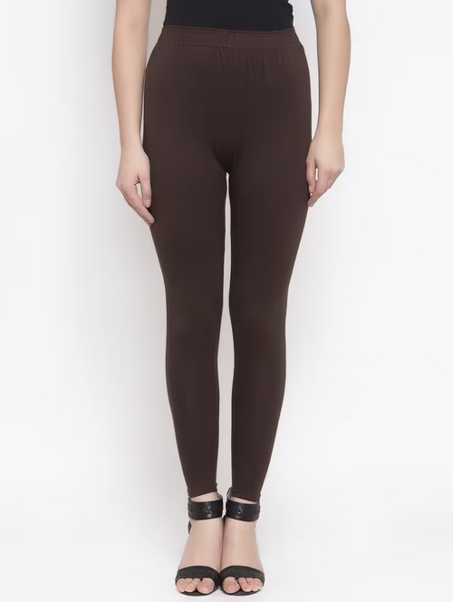 Womens Cotton Lycra Stretchable Plain/Solid Leggings Pants   