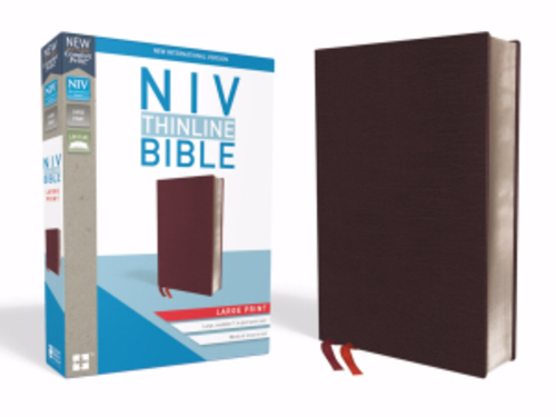 Zondervan 178997 Burgundy Bonded Leather Large Print NIV Thinline Bibl