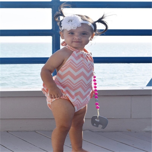 Girls Halter Striped Bodysuit Newborn Baby Girl