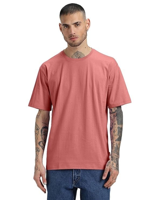 Oversized Baggy Fit Drop Shoulder Half Sleeves Round Neck Solid Pure