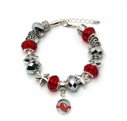 Ohio State Charm Bracelet with Dangling Football Charm