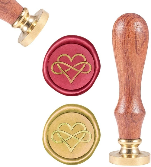 Sealing Wax Stamps Heart Shape with Infinite Loop Retro Wood