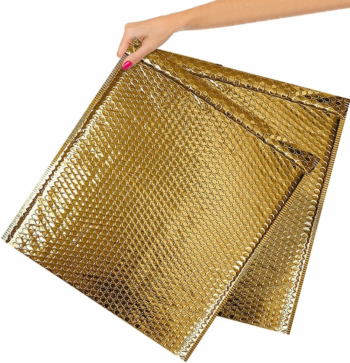 Metallic Gold Bubble Mailers 15 x 17, Poly Padded Envelopes Pack of