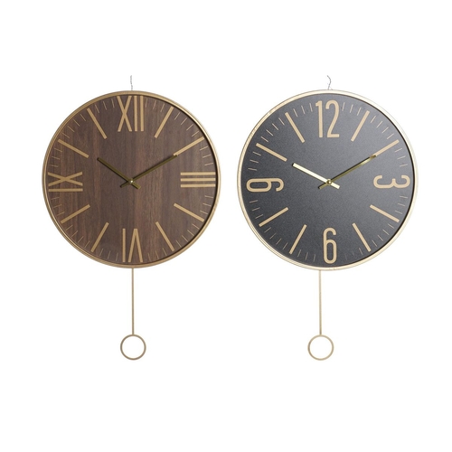 Wall Clock DKD Home Decor 40 x 4 x 40 cm Black Brown Iron Pendulum MDF