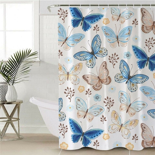 Blue Hues Butterflies Shower Curtain