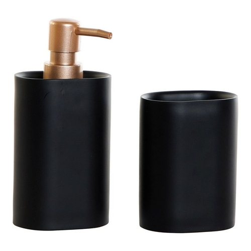 Bath Set DKD Home Decor Black Golden PVC Resin Glam 8,5 x 6 x 18 cm (2