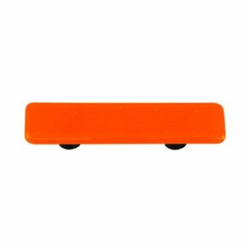 Hot Knobs HK1008-PA Opal Orange Rectangle Glass Cabinet Pull - Aluminu