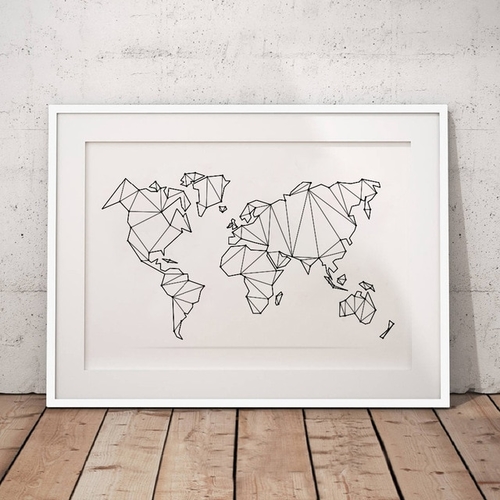 Abstract World Map Canvas Art Print Wall Pictures