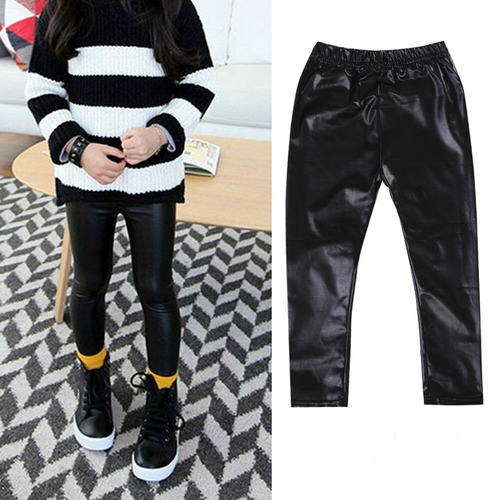 Fashion Kid Toddler Baby Girl Stretchy PU Leather