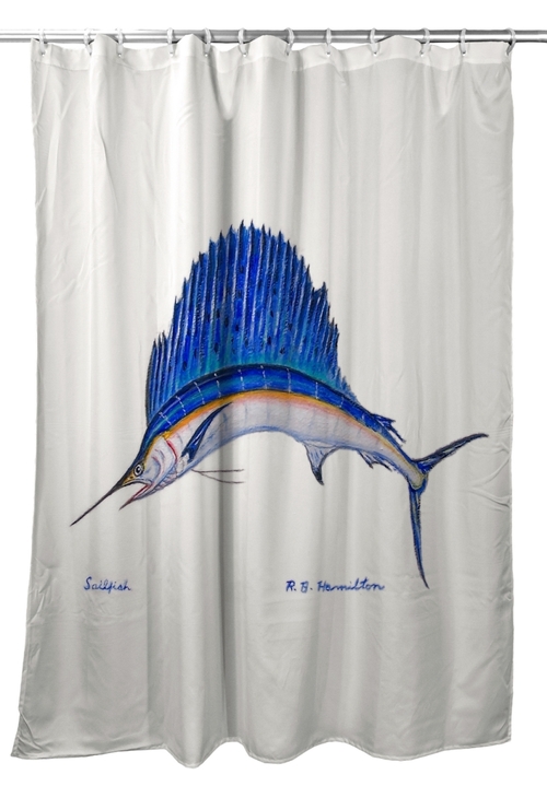 Betsy Drake SH006C 70 x 72 in. Sailfish Shower Curtain