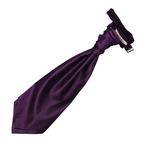 Solid Check Pre-Tied Ruche Cravat - Cadbury Purple