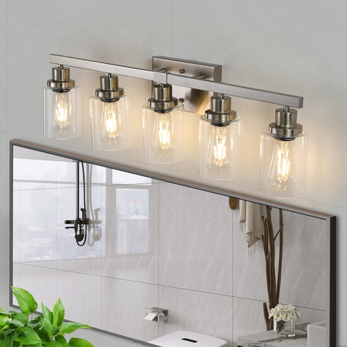 Modern 5-Light Bathroom Vanity Light Fixture - Brushed Nickel Finish