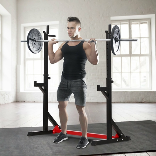 Soozier Barbell Rack Stand Squat Rack Heavy Duty Steel Construction