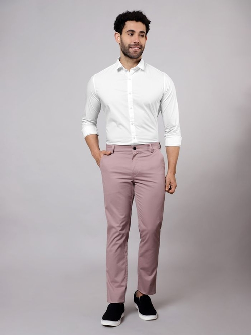 Men Slim Fit Solid White Formal Shirt (Size XL)