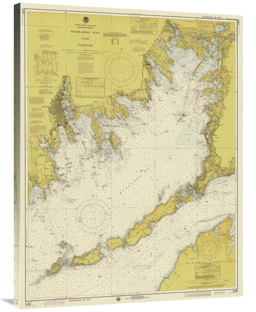 Global Gallery GCS-450540-40-142 40 in. Nautical Chart - Buzzards Bay 