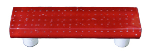 Hot Knobs HK1200-PA Bubbles Red Rectangle Glass Cabinet Pull - Aluminu