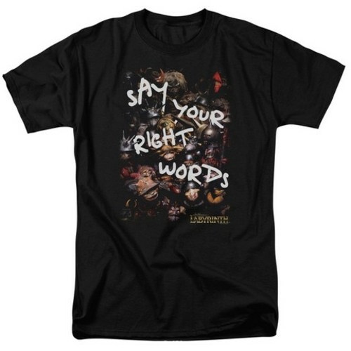 Trevco Labyrinth-Right Words Short Sleeve Adult 18-1 Tee- Black - 3X