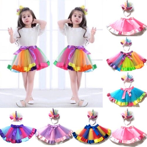 Baby Kids Girls Tutu Tulle Rainbow Skirts Dance