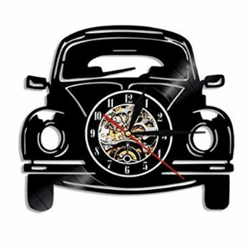 RETRO EUROPEAN CAR ORNAMENT HANDMADE VINYL RECORD WALL CLOCK