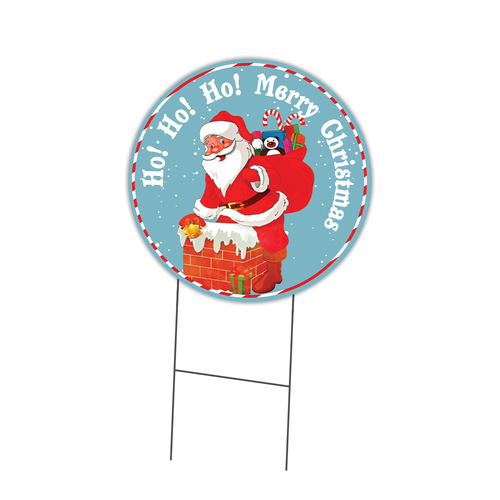 SignMission C-16-CIR-WS-Ho ho ho Corrugated Plastic Sign with Stakes 1