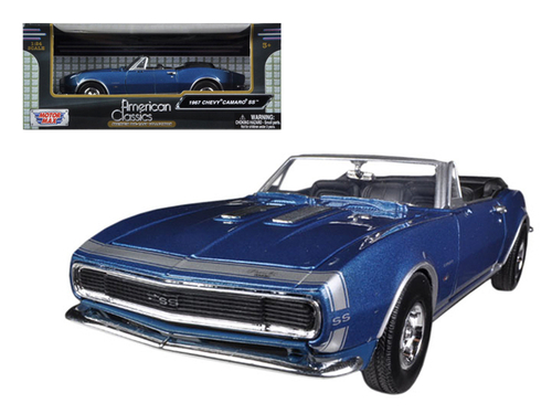 1967 Chevrolet Camaro SS Convertible Blue Metallic 1/24 Diecast Model