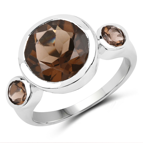 3.56 Carat Genuine Smoky Quartz .925 Sterling Silver Ring