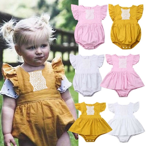 Newborn Baby Girls Boys Dress Bodysuit Ruffles