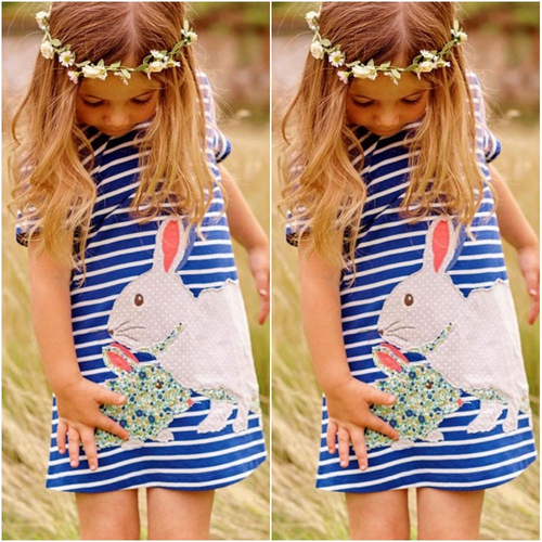 2016 Pretty Kids Baby Girls Cute Bunny Navy White