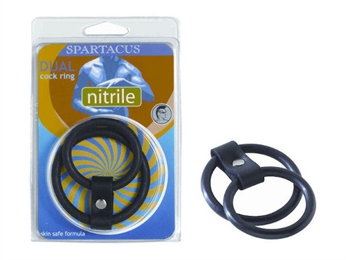 Nitrile Dual Cock Ring - Black