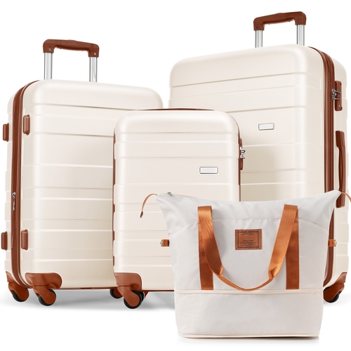 Luggage Sets 4 Piece, Expandable ABS Durable Suitcase with Travel Bag,