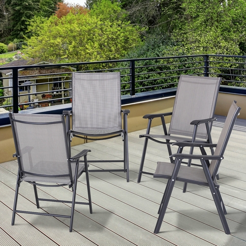 Outsunny 4-Piece Folding Dining Chair Set for Relaxing on Patio,