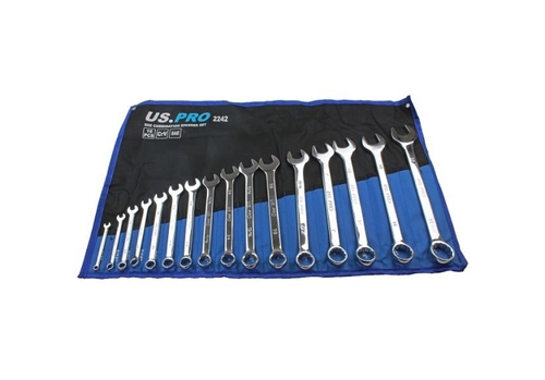 US PRO 16 Pc SAE Combination Spanner Set 1/4" - 1 1/4"