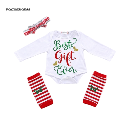 3PCS Christmas Infant Baby Boy Girl Jumpsuit Long