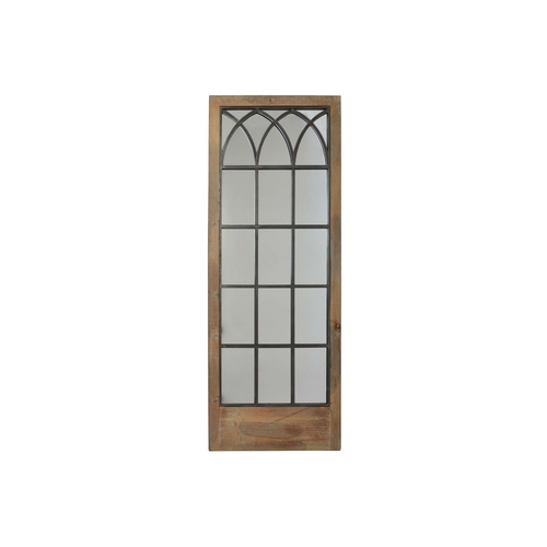 Wall mirror DKD Home Decor Black Metal Brown Birch Window (60 x 3 x