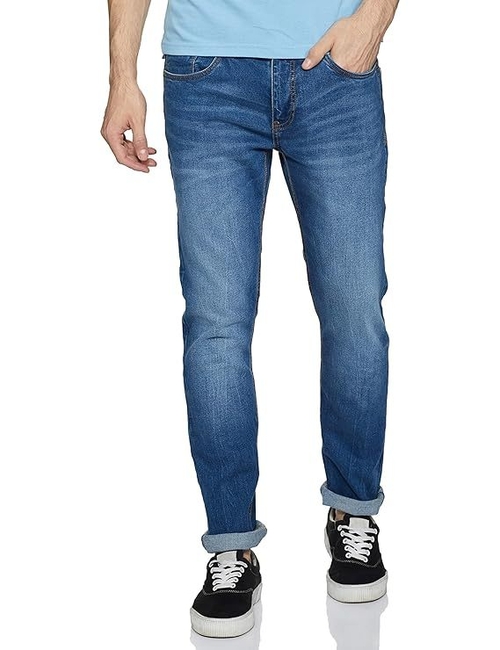 Men Cotton Lycra Fade Design Stretchable Jeans (Size-L) (Color-LIGHT