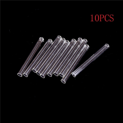 10Pcs Transparent Glass Blowing Tubes 100mm Long Thick Wall Test Tube