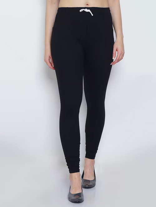 Womens Cotton Lycra Stretchable Plain/Solid Leggings Pants    (SIZE-S)