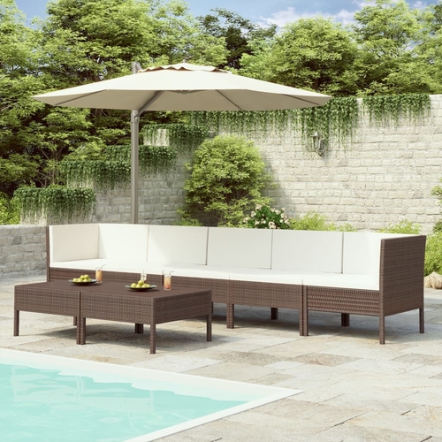 8 Piece Garden Lounge Set with Cushions Poly Rattan Brown
