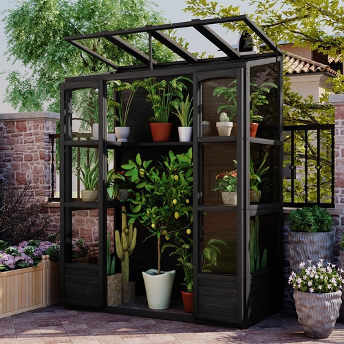 78-inch Wooden Greenhouse Cold Frame with 4 Independent Skylights and