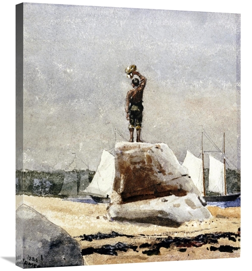 Global Gallery GCS-268124-30-142 30 in. Boy Hailing Schooners Art Prin