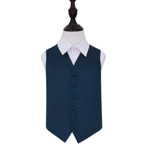 Plain Satin Waistcoat - Boys - Navy Blue, 22'