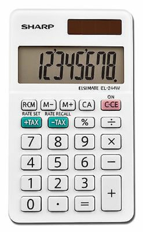 Sharp SHREL244WB EL244WB 8 Digit - Handheld Basic Calculator
