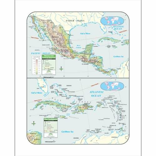Universal Map 28430 Central America Shaded Relief Map