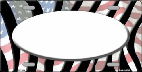 Smart Blonde LP-1464 American Flag Zebra Print White Center Oval Metal